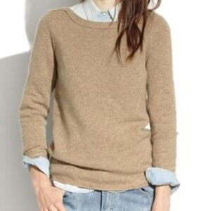 EUC Madewell Cozy Boatneck 100% Merino Wool Sweater Tan Size Small